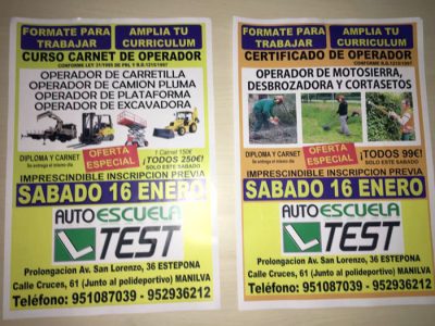 Cursos de Operador de Carretilla y Excavadora